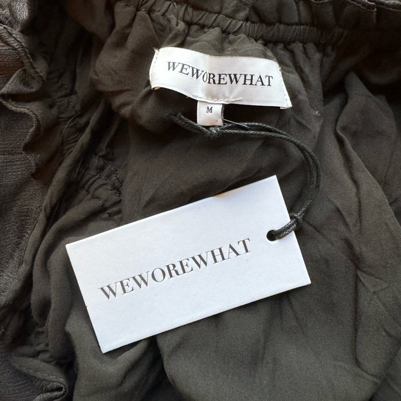 NWT WeWoreWhat Flirty Ruffle Crinkle Chiffon Black Mini Short Dress - Medium - Picture 11 of 16